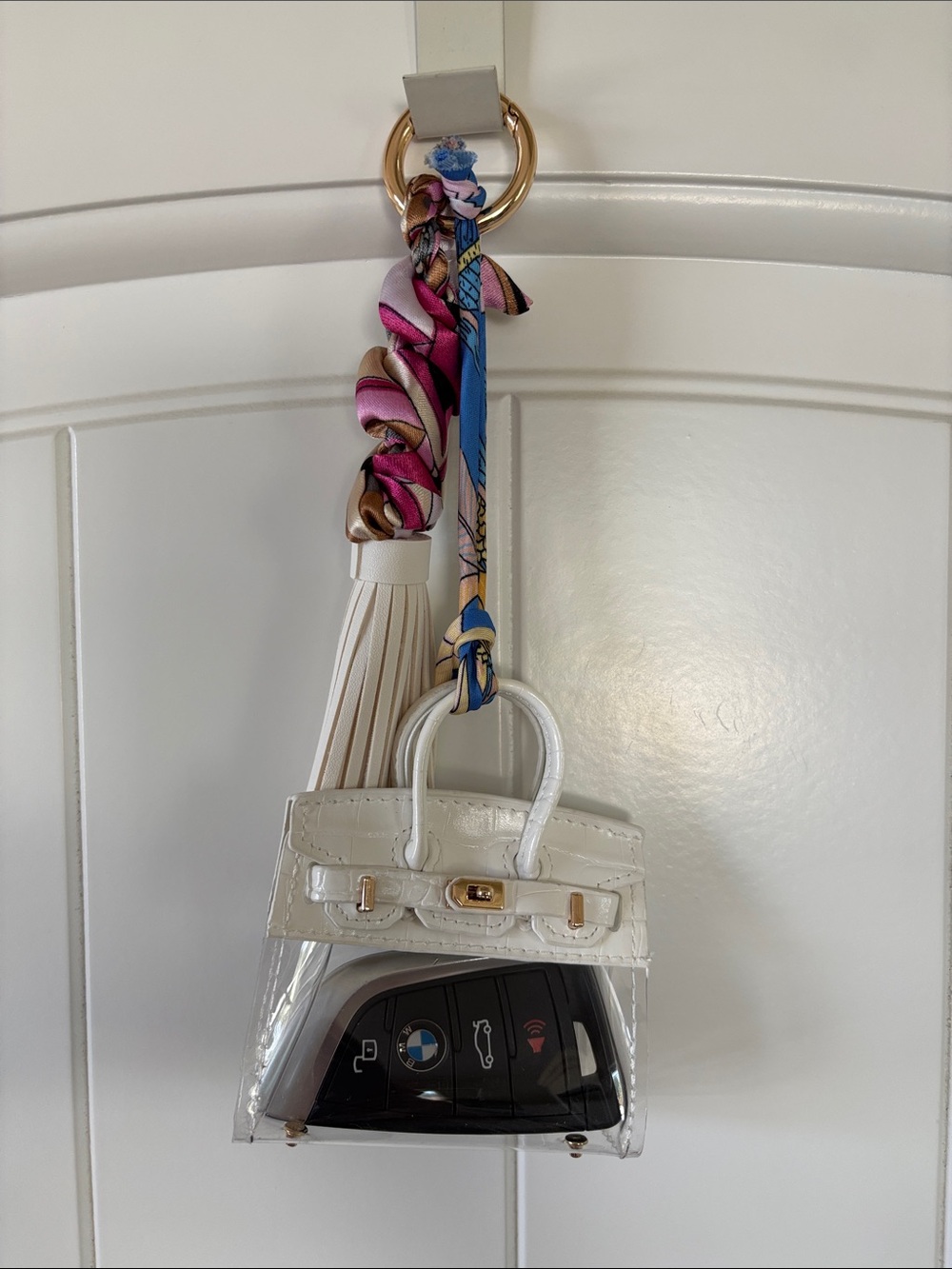 🌸 Summer White & Clear Mini Bag Charm & Keychain 🌸